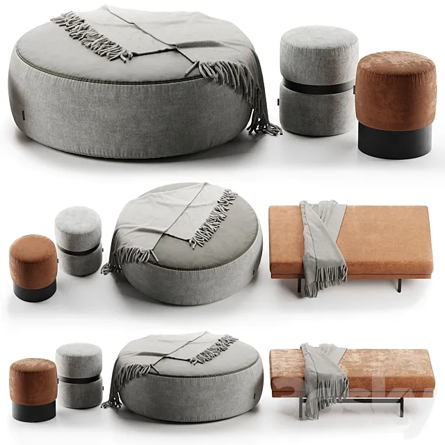 Set pouf laskasas 3DS Max Model