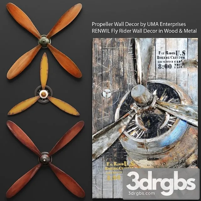 Set propellers from uma enterprises and the picture renwil propeller wall decor picture metal decorative for wall 3dsmax Download