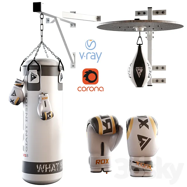 Set Punching bag and gloves from ROX_2 3DS Max Model