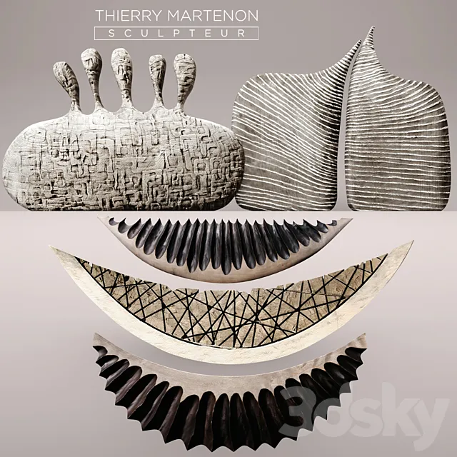 Set Sculpture Thierry Martenon figurine carving abstraction modern art art 3DS Max Model