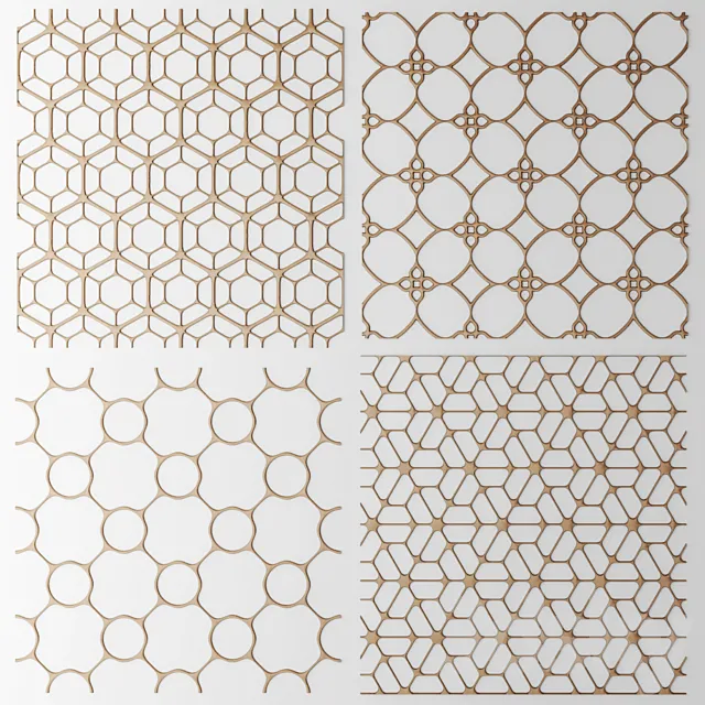 Set. The grille panel. Lattice. panel. pattern. art. abstraction. decorative. interior. wall decor 3DSMax File