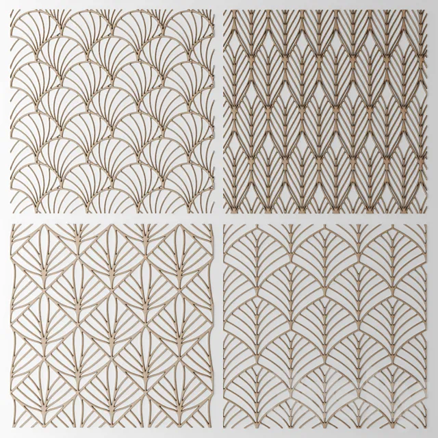 Set. The grille panel. Lattice. panel. pattern. art. abstraction. decorative. interior. wall decor 3DSMax File