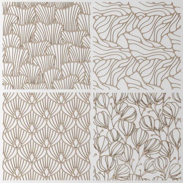 Set. The panel. grille. Lattice. panel. pattern. art. abstraction. decorative. interior. wall decor. flower 3DSMax File