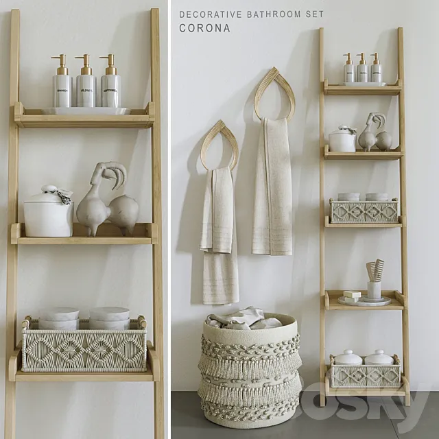 Set with Macrame baskets 3ds Max