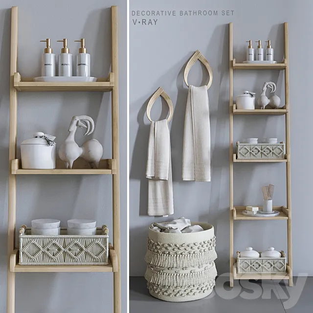 Set with Macrame baskets – Vray 3ds Max