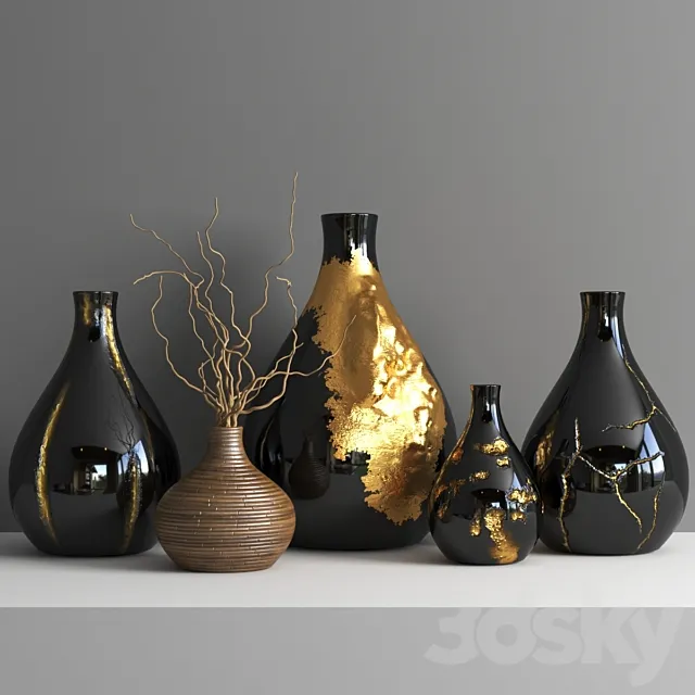 set1259- golden vases2 3DS Max Model