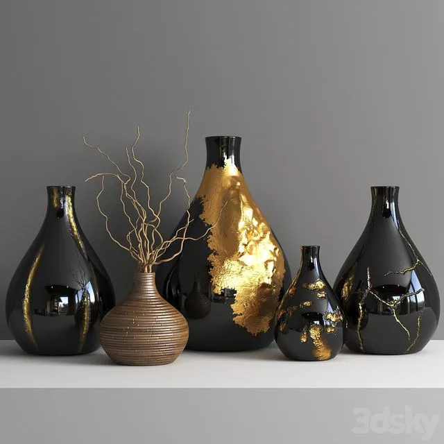 set1259- golden vases2 3dsMax Model