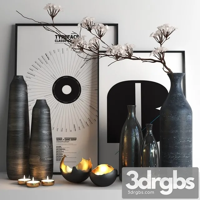 Set527 Black Vases 3dsmax Download