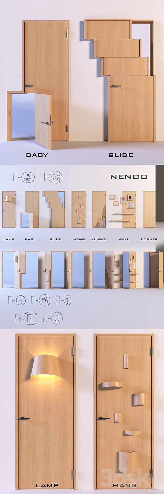 Seven Doors by Nendo – seven door designs 3DS Max Model