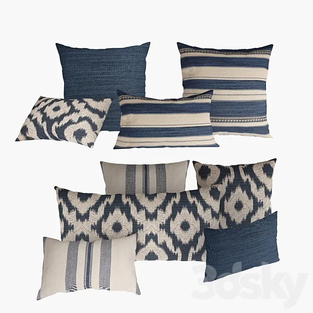 Sevilla Braided Stripe Pillows by Restoration Hardware 3ds Max