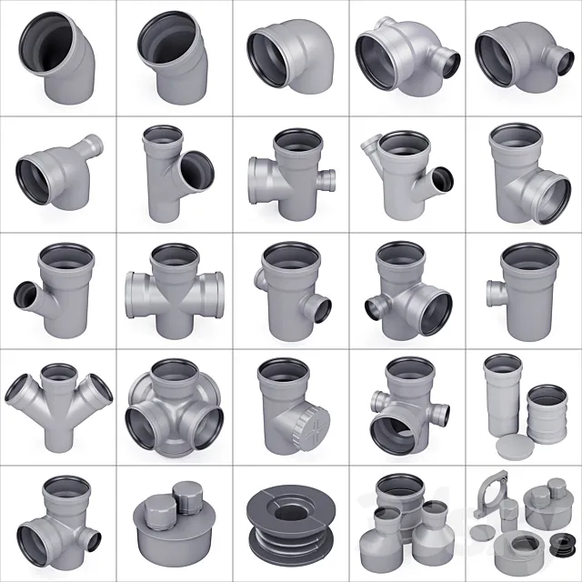 Sewer pipes collection counstraction _ Sewer fittings constructor 3ds Max