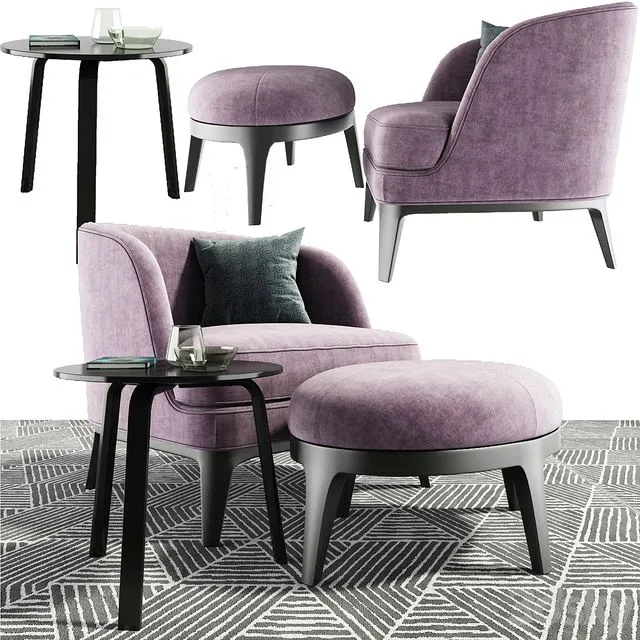 Seychelles Wood Trim Armchair Set 3dsMax Model