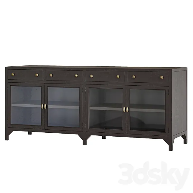 Shadow Box Industrial Black Metal Media Console 3DS Max Model