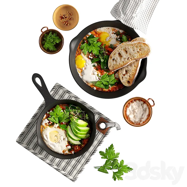Shakshuka with Spinach and Harissa 3DS Max