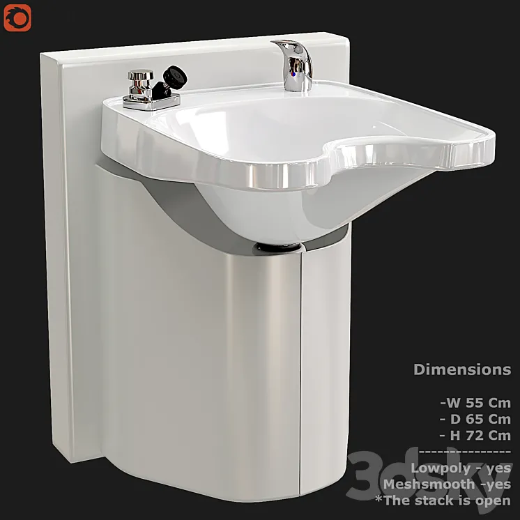 Shampoo Bowl Hair Sink E140 3DS Max Model