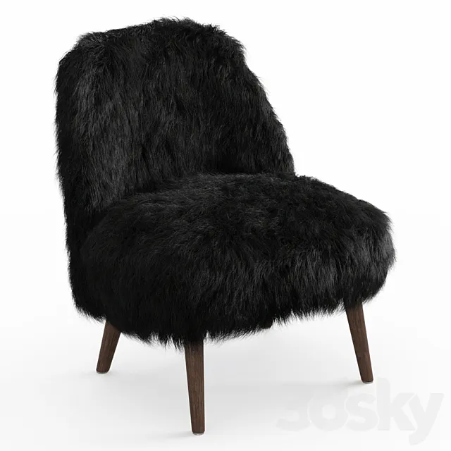 Sheepskin fur black armchair 3ds Max