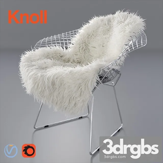 Sheepskin on bertoia diamond chair by knoll 2 3dsmax Download