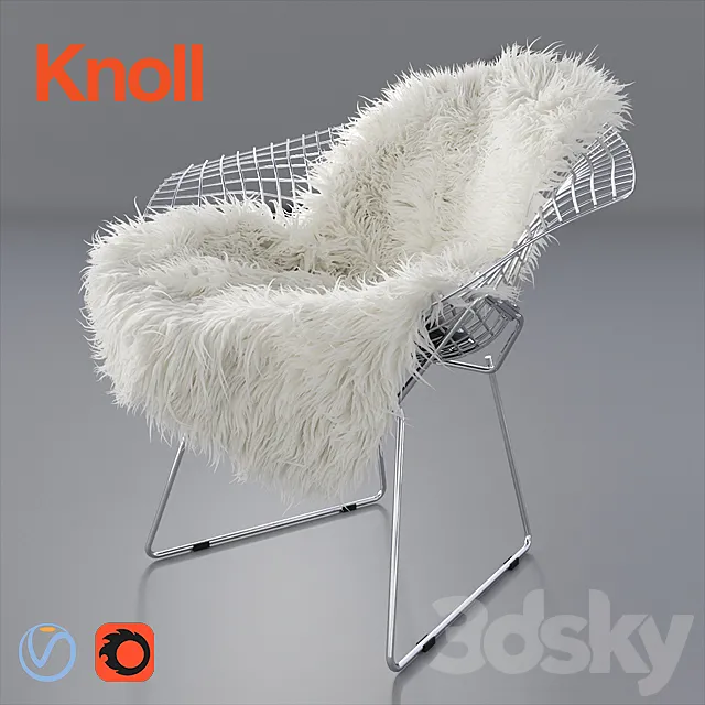Sheepskin on Bertoia Diamond chair by Knoll 3DSMax File