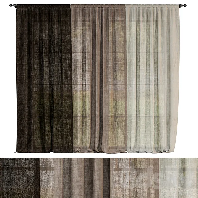 Sheer linen curtains 3ds Max