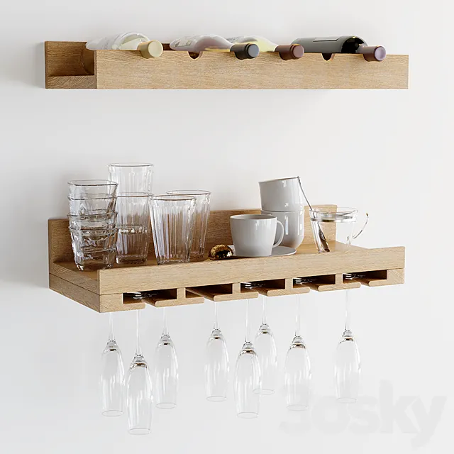 Shelf for wine and glasses 3ds Max