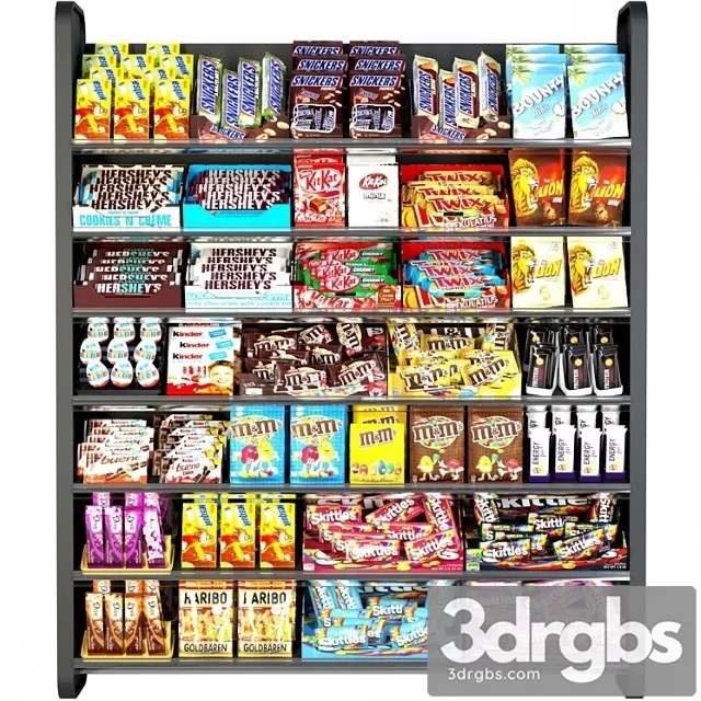 Shelf in the supermarket with sweets. chocolate