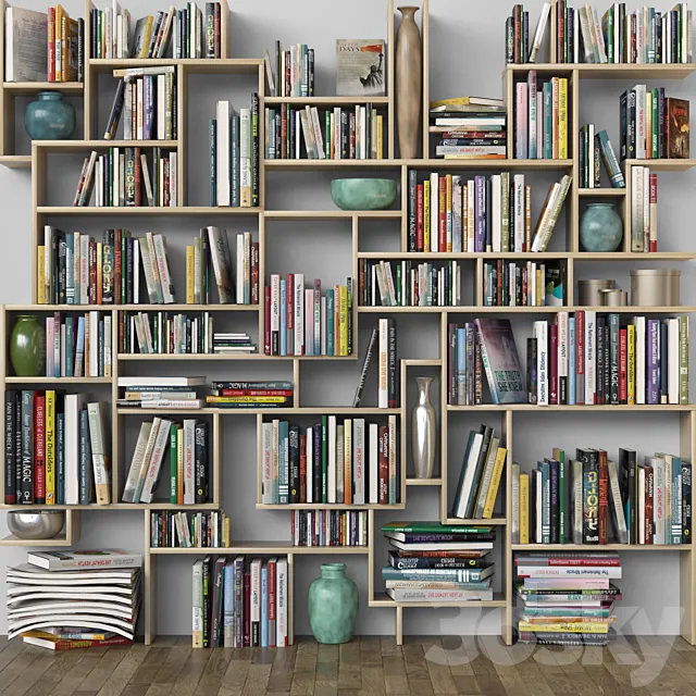 Shelf with books. Library 3ds Max