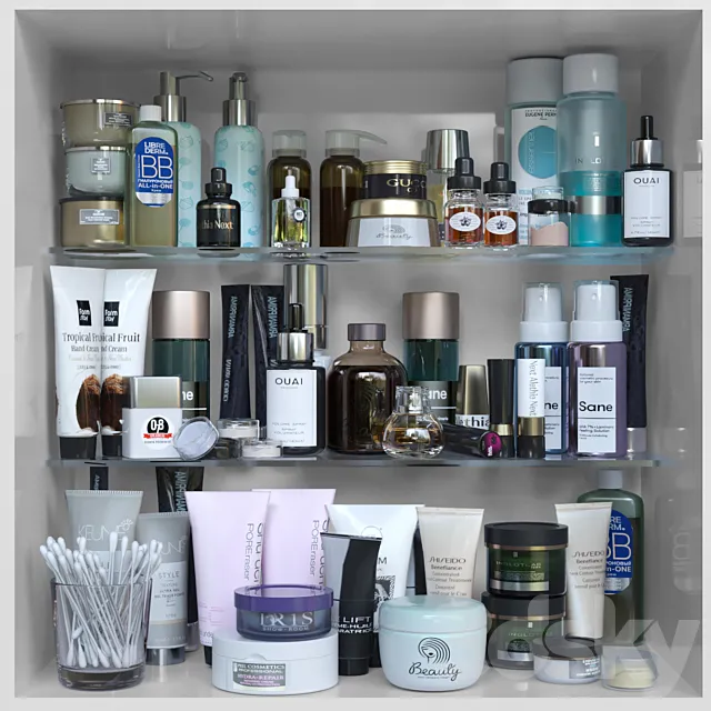 Shelf with cosmetics in a beauty salon or store 3ds Max