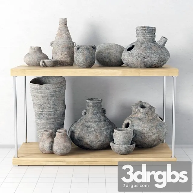 Shelf with pottery 3dsmax Download