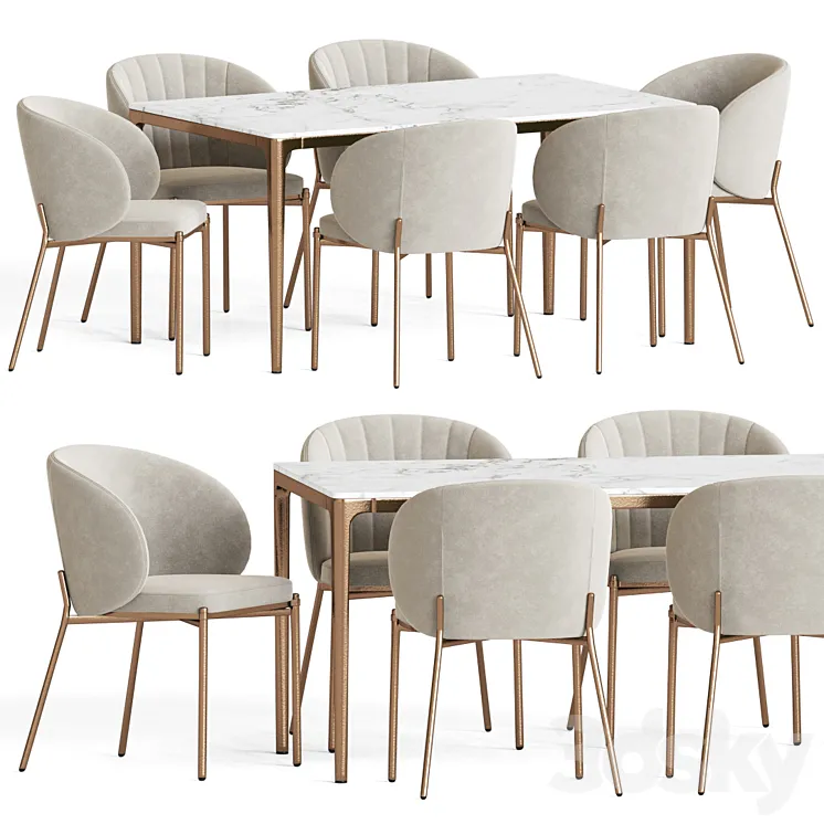Shell Chair Canto Table Dining Set 3DS Max Model
