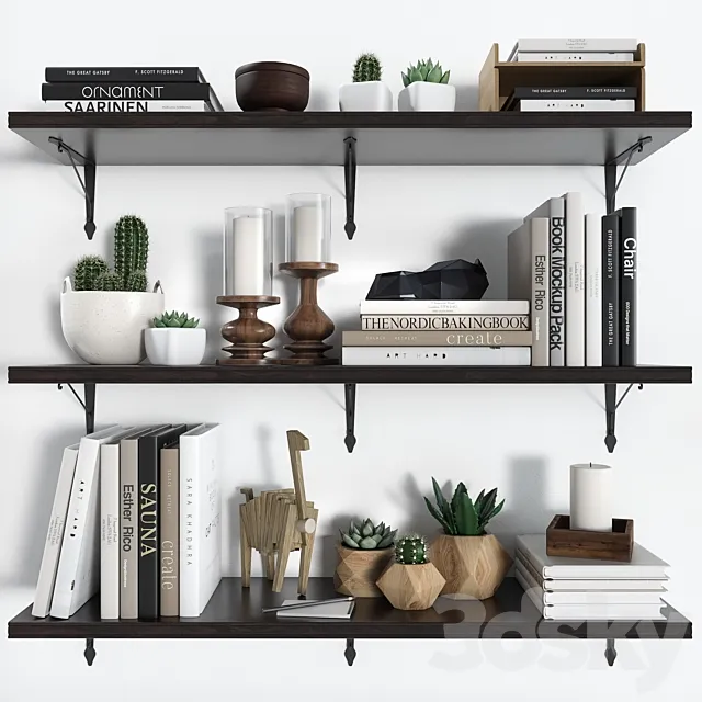 Shelves BERGSHULT _ KROKSGULT (IKEA) with decorative filling 3ds Max