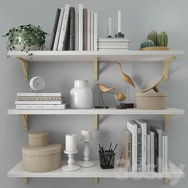 Shelves Bergshult _ Sandshult (ikea) with Decorative Filling 3DSMax File