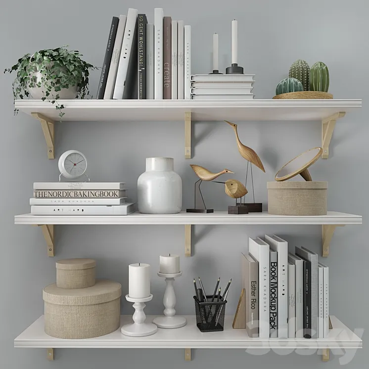 Shelves Bergshult \/ Sandshult (ikea) with Decorative Filling 3DS Max