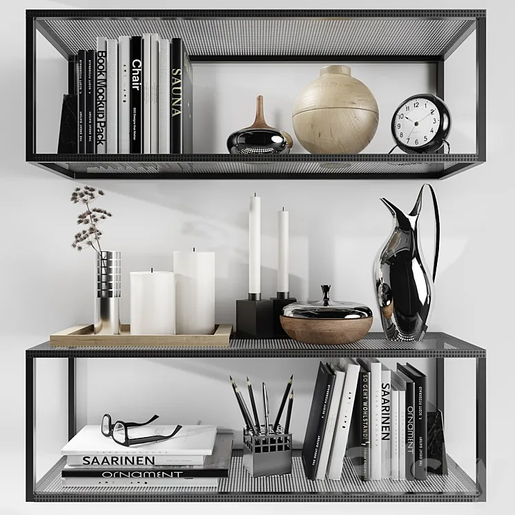 Shelves Kristina Dam with decorative filling 3DS Max
