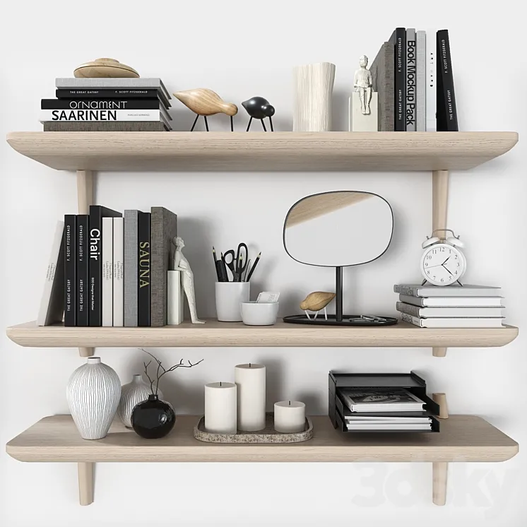 Shelves LISABO (IKEA) with decorative filling 3DS Max