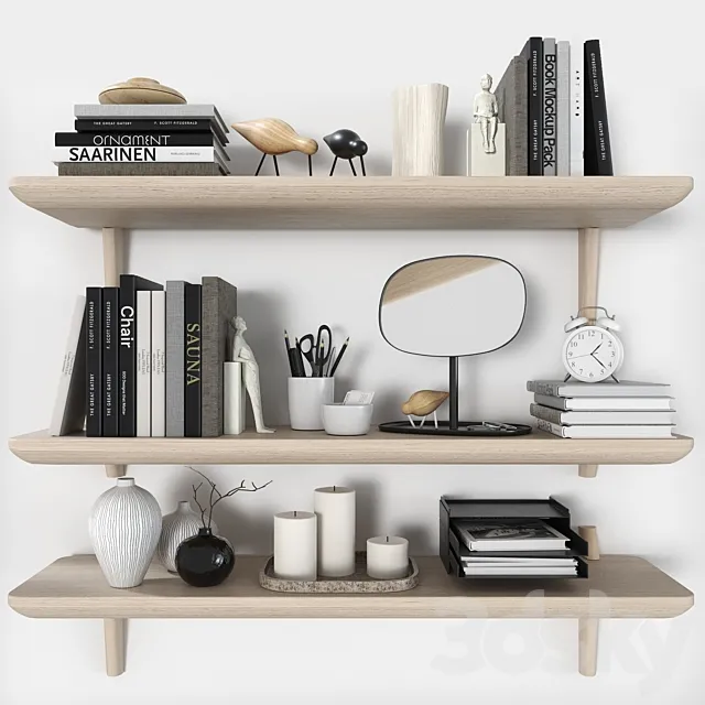Shelves LISABO (IKEA) with decorative filling 3DSMax File