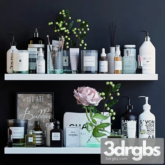 Shelves With Cosmetics and Bathroom Decor 1 3dsmax Download
