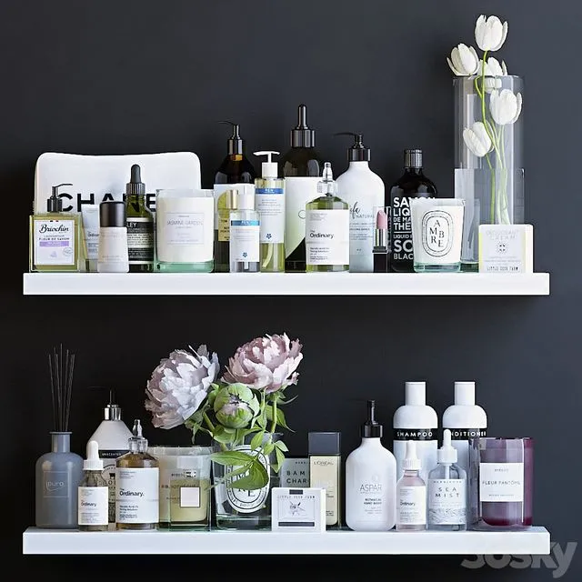 Shelves with cosmetics and bathroom decor – 2 3dsMax Model