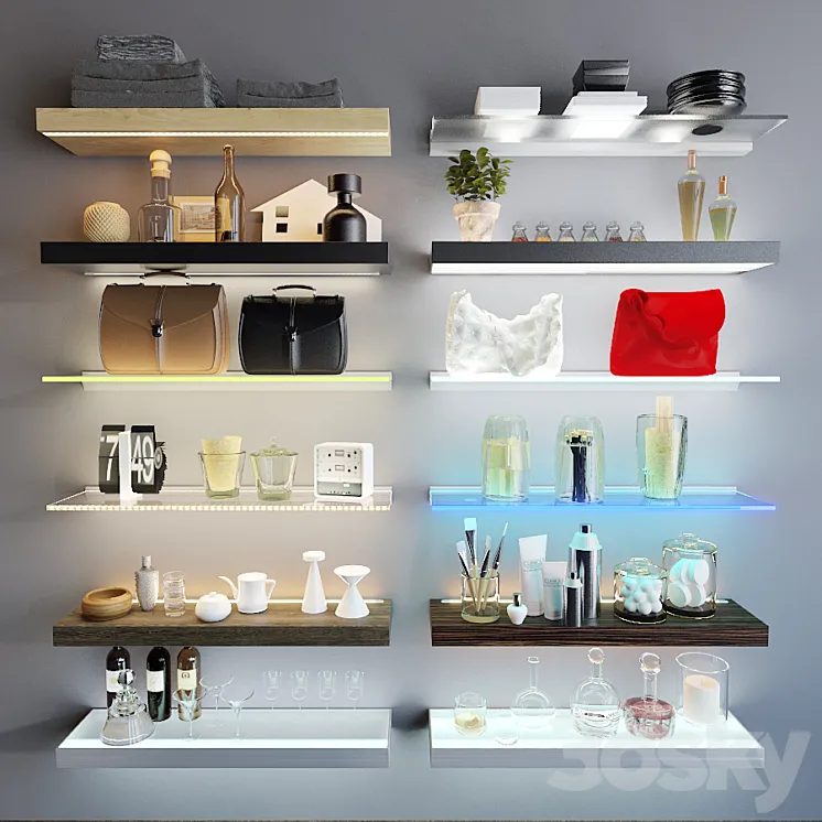Shelves with illumination 3DS Max