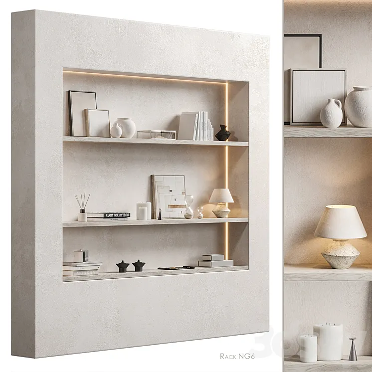 Shelving unit NG6 with Zara Home decor 3DS Max Model