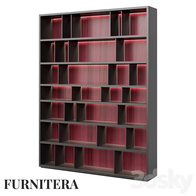 Shelving unit Teon in amaranth veneer 3DS Max