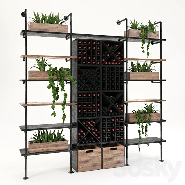 Shelving Wine Station 4 3ds Max