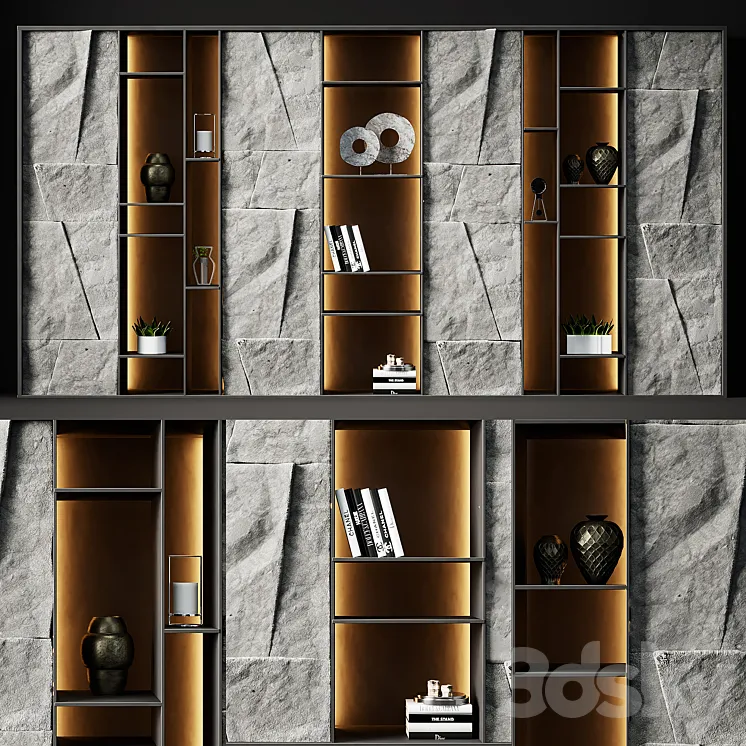 Shelving with stone panels 3DS Max Model