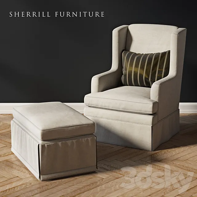 Sherill Furniture Swivel Rocker with ottoman 3DSMax File