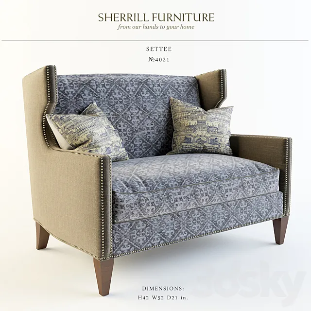 Sherrill Furniture_Settee_?4021 3DSMax File
