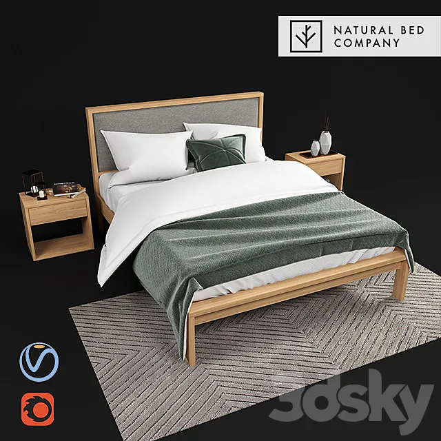 Shetland – bed with padded headboard 3DSMax File