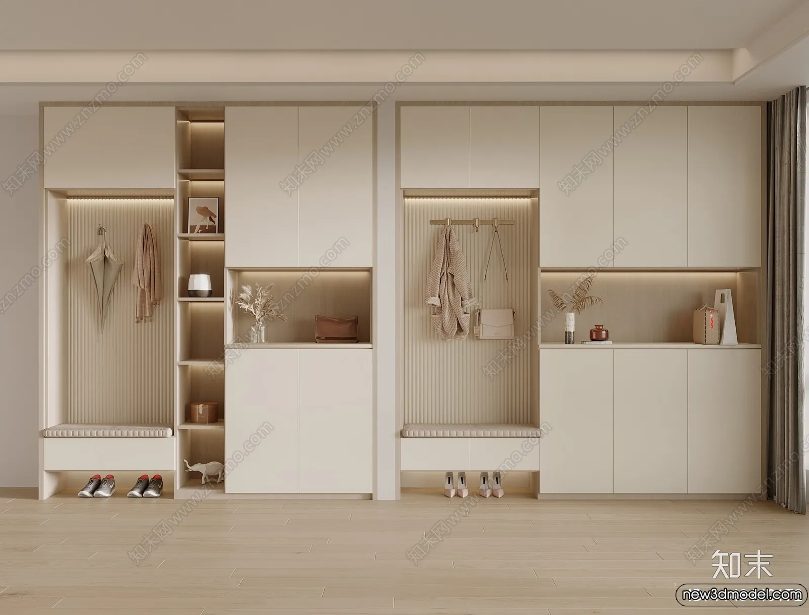 Shoe Cabinet and Racks – 3D Models for Interior – 015