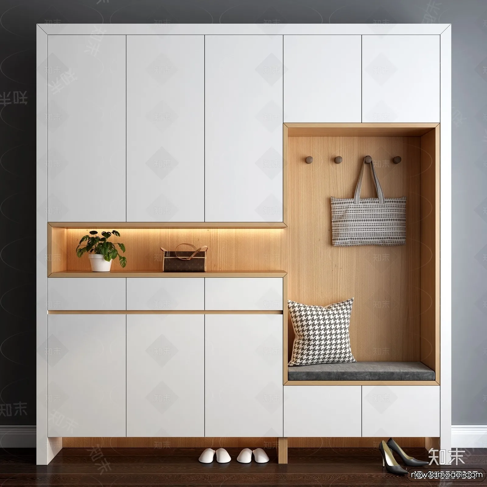 Shoe Cabinet and Racks – 3D Models for Interior – 021