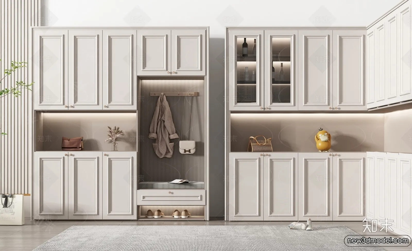 Shoe Cabinet and Racks – 3D Models for Interior – 051