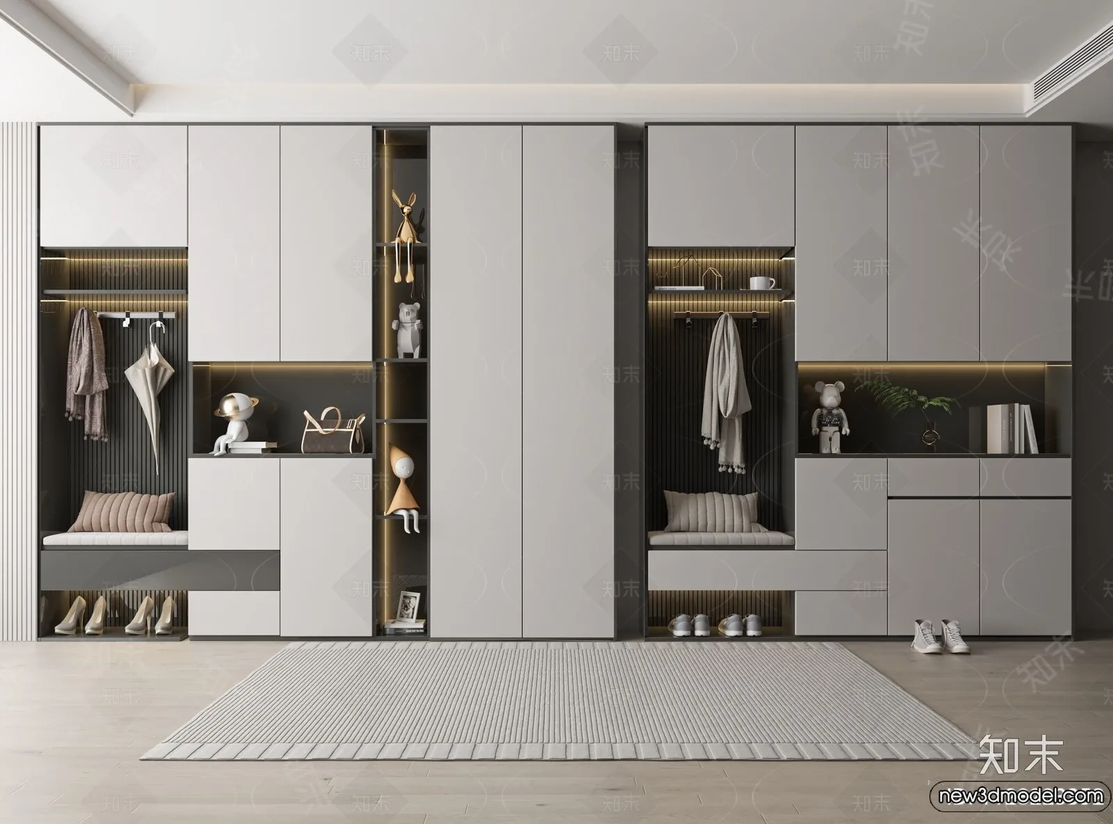 Shoe Cabinet and Racks – 3D Models for Interior – 052