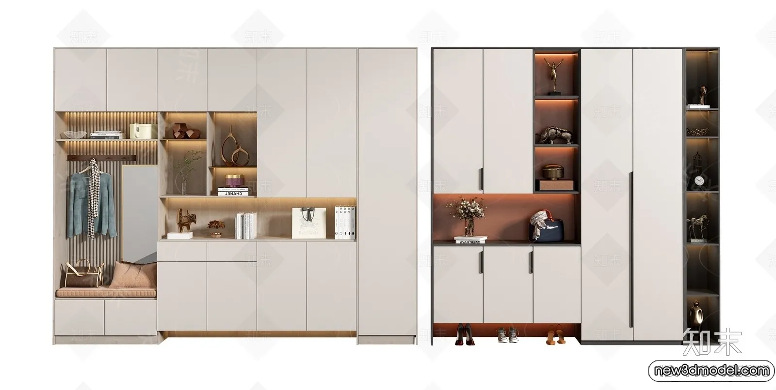 Shoe Cabinet and Racks – 3D Models for Interior – 140